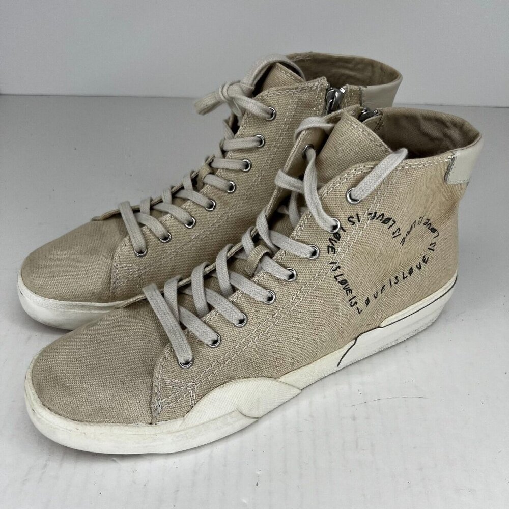 Dolce Vita Womens Beige Love Is Love High Top Lace Up Zip Size 11 Canvas Shoes